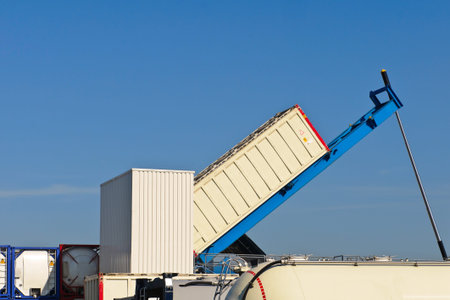  cargo container at warehouse の写真素材