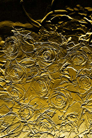 goldpainting background with flowers の写真素材