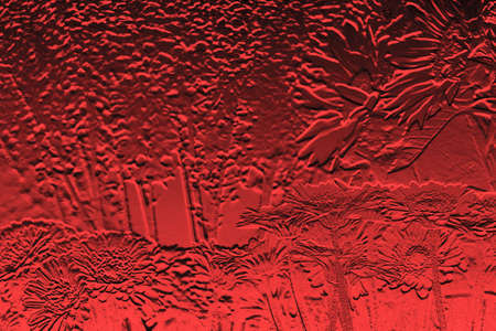 red painting background with flowers の写真素材