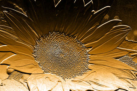 gold painting background with flowers の写真素材