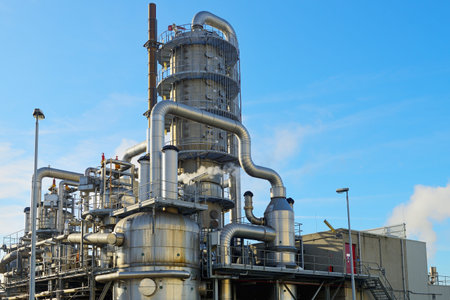 oil refinery in the harbor of rotterdam