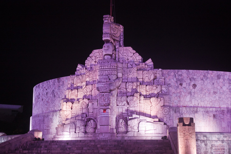 Illuminated monument, in Merida Yucatanのeditorial素材