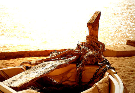 Boat on the beachの写真素材