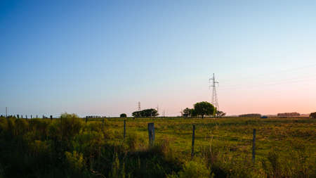 Electricity in Uruguay. Energy tower in the fieldの写真素材