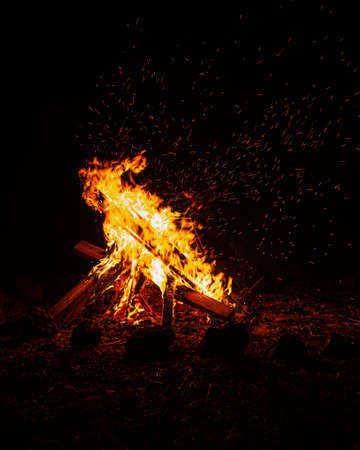 fire and flames in the campの写真素材