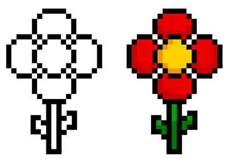 Flower 8 bit on whiteのイラスト素材