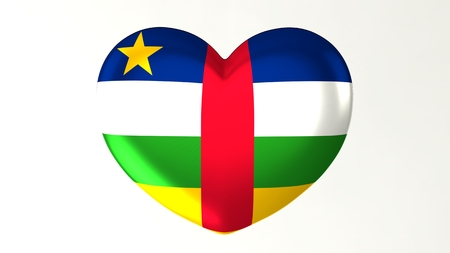 Heart-shaped button pin 3d illustration render flag I love Central African Republicの写真素材