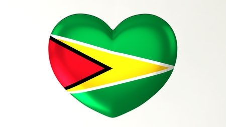 Heart-shaped button pin 3d illustration render flag I love Guyanaの写真素材