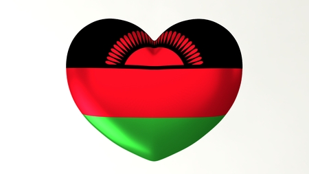 Heart-shaped button pin 3d illustration render flag I love Malawiの写真素材