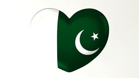 Heart-shaped button pin 3d illustration render flag I love Pakistanの写真素材