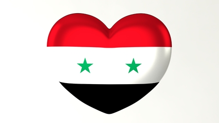 Heart-shaped button pin 3d illustration render flag I love Syriaの写真素材