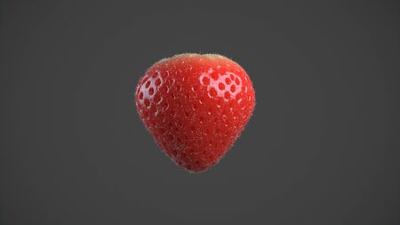 Strawberry isolated over black backgroundの写真素材