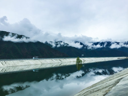 highway near the water and bus
