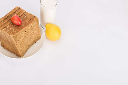 Nutritious toast bread with milkの写真素材