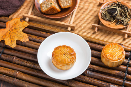Mid-Autumn Festival moon cake on the plate