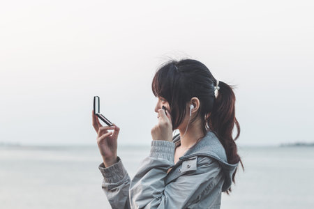 Girl with makeup at the seaside