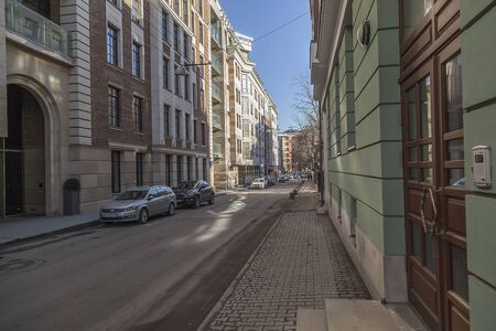 MOSCOW, RUSSIA - MARCH 9, 2014: House entrance in Khamovniki district, Moscowのeditorial素材