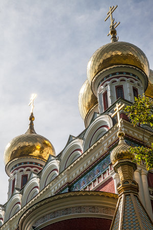 Domes of Memorial Temple of the Birth of Christ in Shipka village, Bulgaria