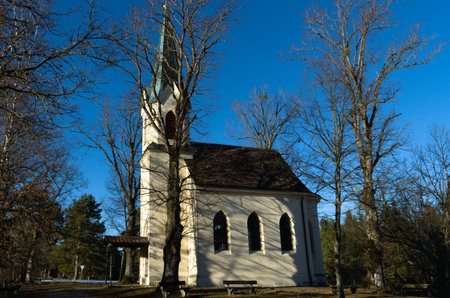 A little church in the outback in upper bavaria, in the church there is a footprint of the devilのeditorial素材