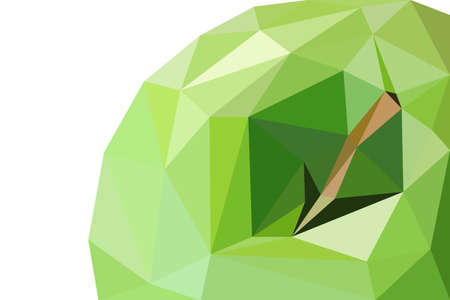 low poly green apple isolated white backgroundのイラスト素材