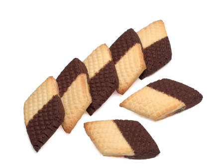 Seven sandy cookies isolated on the white backgroundの写真素材