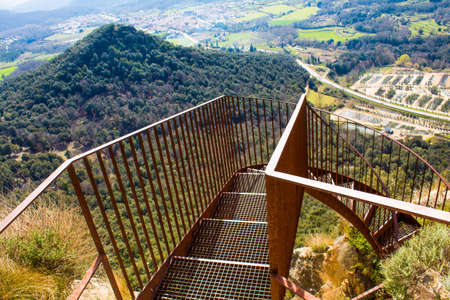Stairs on top of a mountainの写真素材