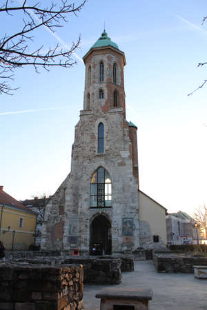 Tower of the Church of St. Mary Magdalene in Budapestの写真素材
