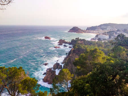 Panoramic view of Tossa de Mar, Girona.の写真素材