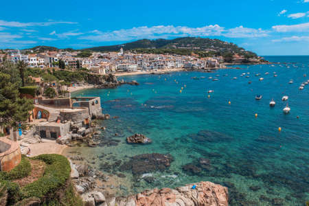 View of the Calella de Palafrugell beach on the Costa Bravaの写真素材
