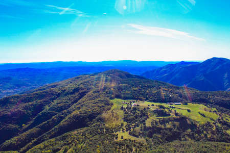 Mountain view from the top of the mountain "El Far", Girona, Catalonia, Spainの写真素材