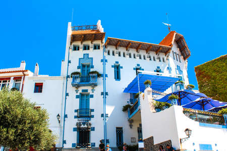 Coastal white house in the Mediterranean town of CadaquÃ©sの写真素材