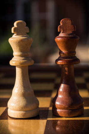 A close up of the two king chess pieces.の写真素材
