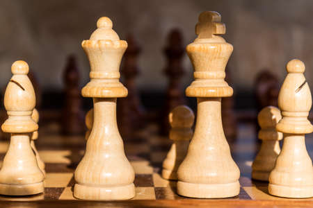 Chess pieces in their original position before the start of the game.の写真素材