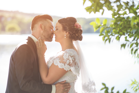 Wedding couple on beautiful nature.の写真素材