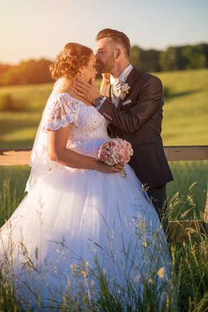 Wedding couple on nature.の写真素材