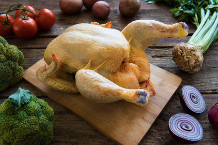 Whole chicken  with mixed vegetableの写真素材