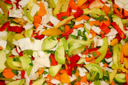 Mix of fresh garden vegetables ready for pickle backgroundの写真素材