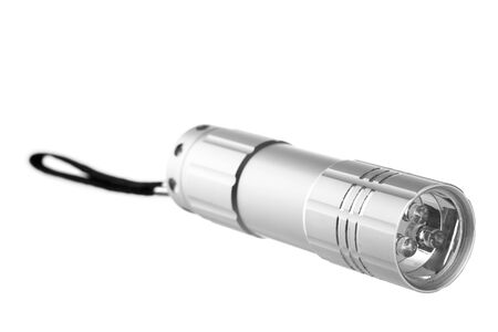 Pocket flashlight or lamp isolated on white backgroundの写真素材