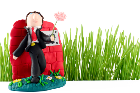 Wedding Statue of man isolated on white backgroundの写真素材