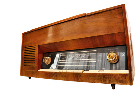 1950s Style Vintage retro radio isolated on white backgroundの写真素材