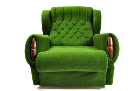Green Sofa isolated on white backgroundの写真素材