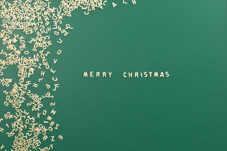 Merry Christmas notice background made from pastaの写真素材