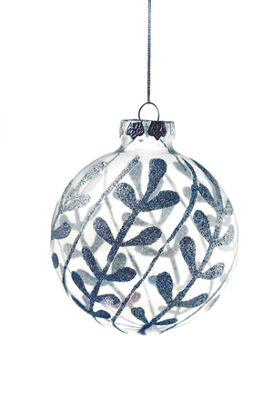 Fancy christmas ball with decoration isolated on a white backgroundの写真素材