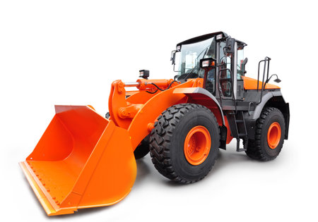 Modern Bulldozer, isolated on white background with shadow