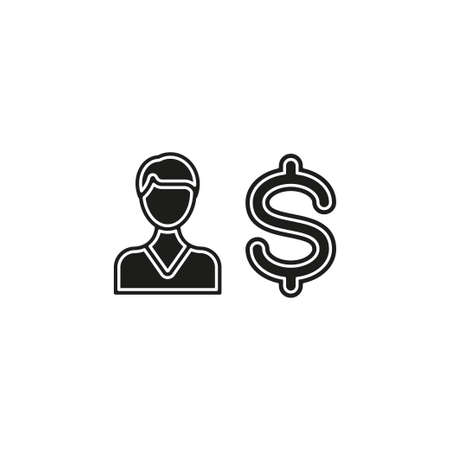 Business man with Dollar sign - money symbol, banking illustration. Flat pictogram - simple iconのイラスト素材