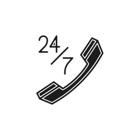 24 7 customer service icon - customer support icon - call center icon. Flat pictogram - simple iconのイラスト素材