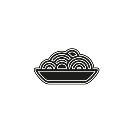 pasta plate icon - vector spaghetti illustration, noodle bowl - meal time. Flat pictogram - simple iconのイラスト素材