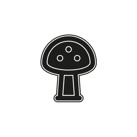 Vector Mushroom vegetable illustration isolated, nature organic fungus - vegetarian veggie silhouette. Flat pictogram - simple iconのイラスト素材