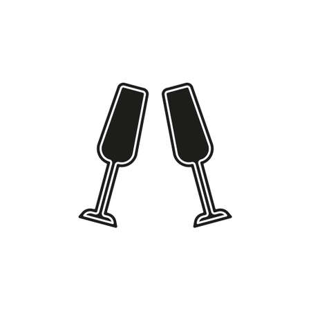 champagne bottle icon - drink alcohol symbol - holiday celebration icon. Flat pictogram - simple iconのイラスト素材