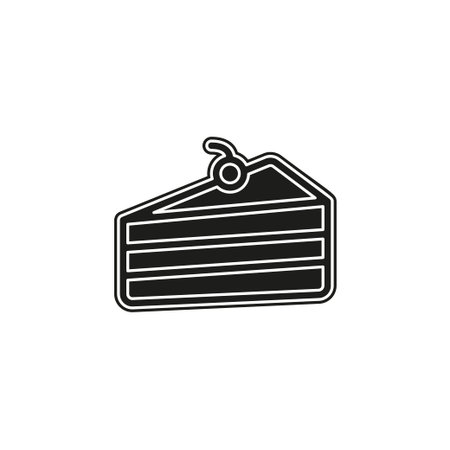 vector birthday cake illustration, dessert icon - holiday celebration, bakery symbol. Flat pictogram...